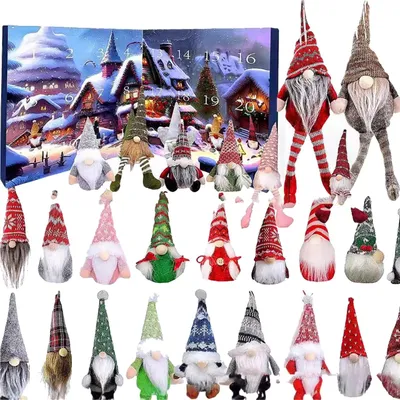 Produktbild von Adventskalender mit Weihnachtswichteln 2025, 24-tägiger Countdown bis zum Weihnachtsschmuck mit sammelbaren Zwergenpuppen für Jungen, Mädchen und Erwachsene