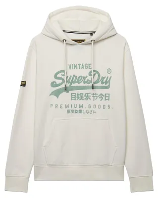 Produktbild von Superdry Herren Hoodie - Vintage Logo Classic Hoodie, Kapuze, Print, Baumwollmix Weiß 3XL