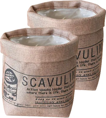 Image de 2 PIÈCES Pochette décorative | Pochette de rangement souple et multi-usages en non tissé | Feuille décorative pour plantes d'intérieur | Pochettes de rangement pour petites choses, Marron