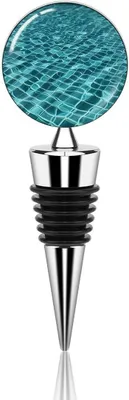 Productafbeelding van Zwembad Water Wijnstop - Flessenstoppers Decoratief - Wijn n - Uniek Zwembad Ontwerp - 10 cm hoog - Wit