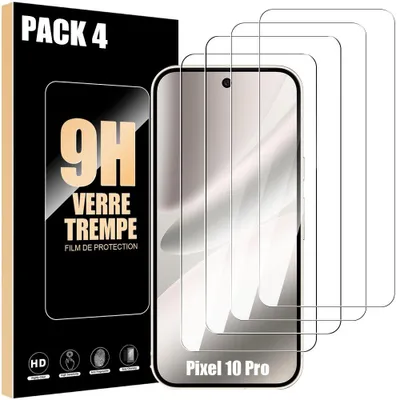 Image de Verre Trempé pour Google Pixel 10 Pro - Installation Facile Anti-Rayures 9H Résistant Transparent Pack de 4