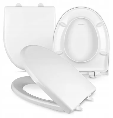 Produktbild von WC Sitz - Toilettensitz - für Cersanit Yasmine - Weiß - 35,5 Cm X 42,5 Cm - Antibakteriell - Langsame Schließung - Toilettendeckel
