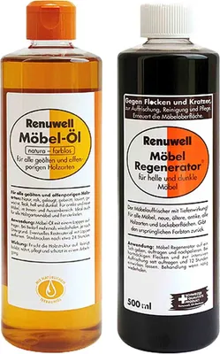 Produktbild von Renuwell Möbel Öl 500 ml - Regenerator 500 ml Spar-Set