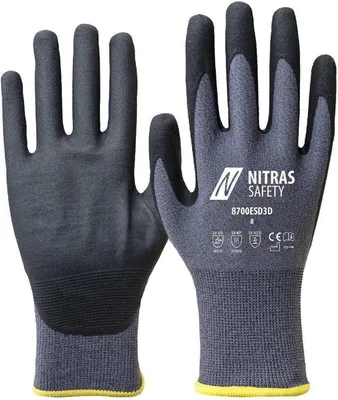Produktbild von Handschuhe 8700ESD3D Größe 8 grau/schwarz EN 388/EN 407/EN 16350 PSA-Kategorie II