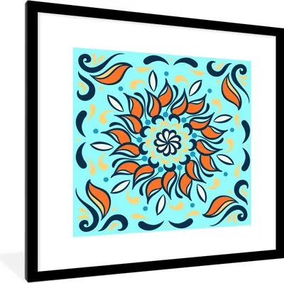 Produktbild von MuchoWow® MuchoWow® Gerahmtes Poster Blume - Elemente - Muster 40x40 cm - Poster mit zchwarzem Bilderrahmen - Poster - Plakat im Rahmen