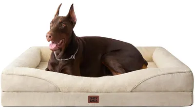 Produktbild von Orthopädisches Hundebett mit 4 Rändern 122x89cm Beige