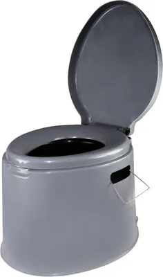 Image de Toilettes portables pour camping - Toilettes mobiles - Pour usage extérieur - Avec porte-papier - 36 x 45 x 35 cm - Gris