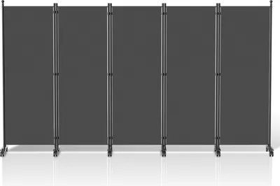 Produktbild von Jopassy Paravent mit Rollen 5 teilig Anthrazit 284x181 cm Faltbarer Raumteiler Outdoor Trennwand Garten Sichtschutz Raumtrenner