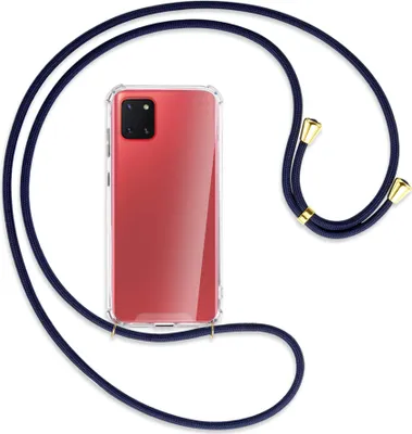 Produktbild von Handykette Backcover-Schutzhülle mit Band (Metall goldfarben) für Samsung Galaxy Note 10 Lite - dunkelblau