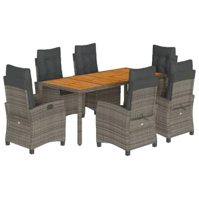 Immagine prodotto di vidaXL set da pranzo da giardino 7 pezzi con cuscini in polirattan grigio