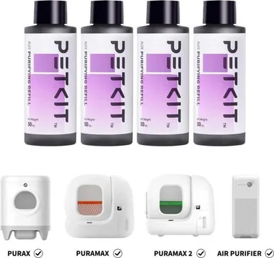 Immagine prodotto di PETKIT Purifiantes Ricariche per lettiera automatica per gatti, 4 flaconi da 50 ml, anti-odore, formula vegetale
