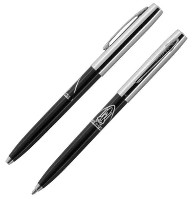 Zdjęcie produktu dla Cap-O-Matic Space Pen, czarny i chromowany z nadrukiem promu kosmicznego (#S294)