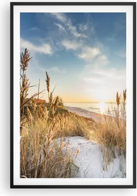 Produktbild von Gerahmtes Poster - Schwarzer Rahmen - Ähren Küste Sonne - 61x91,5 cm - Wand Bild - Wanddeko - Wandbilder - Kunstposter - Wandposter - Bilderrahmen - Bilder - Kunstdruck - P2BPA61x91-4653