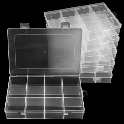 Image de 6 boîtes de rangement transparentes avec 12 compartiments