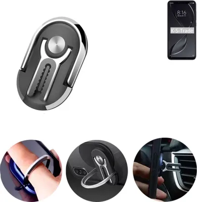 Produktbild von K-S-Trade 3in1 Smartphone-Ring Handy-Ring kompatibel mit Xiaomi Redmi 8 Explorer Fingerhalterung  Handyring Tischständer Lüftungsgitter-Halterung
