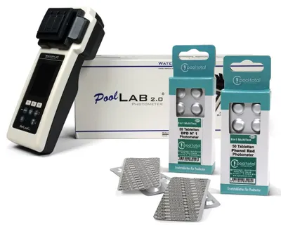 Produktbild von PoolLab 2.0 Photometer SPECIAL EDITION inkl. 50 Phenol Red + 50 DPD1 Testtabletten