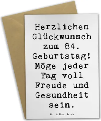 Produktbild von Mr. & Mrs. Panda Grußkarte Spruch 84. Geburtstag - Weiß - Geschenk, Happy Birthday, 84 Jahre, weihnachtskarten, einladungskarten, Alter, glückwunschkarten, osterkarte