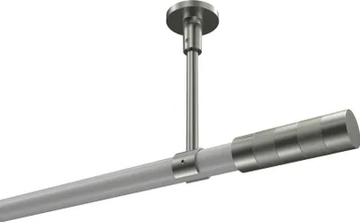 Produktbild von Interdeco Gardinenstange / Vorhangstange Weiß / Edelstahl-Optik, Typ Sonette Mavell (Zylinder Bicolor) ohne Ringe, Deckenmontage, 20 mm Ø 1-läufig, 180 cm