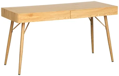 Produktbild von Schreibtisch CARTER mit zwei Schubladen, Eiche-Optik und Metallgestell, 140 x 75 x 60 cm