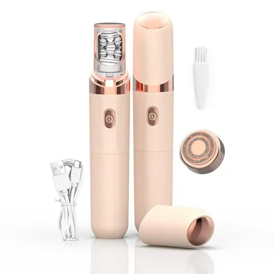 Produktbild von 2-in-1 Damen Gesichtshaarentferner wiederaufladbar mit LED Licht, präzise schmerzfreie Epilation für Gesicht, Lippen, Kinn und Augenbrauen, pink