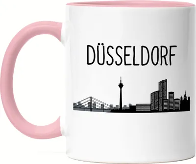 Produktbild von DÜSSELDORF Skyline Tasse Rosa Souvenir Andenken Deutsche Großstädte Motiv Stadt Silhouette Geschenkidee Umzug