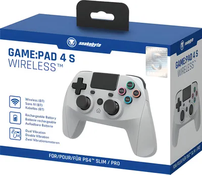 Image de snakebyte GAME:PAD 4S - gris - Manette sans fil Bluetooth pour PlayStation 4, manettes analogiques, prise casque, double retour de vibrations