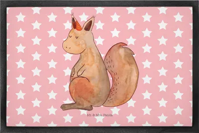 Produktbild von Mr. & Mrs. Panda Schmutzfangmatte Einhorn Glauben 50 x 75 cm - Rot Pastell - Geschenk, Einhörner, Unicorn, Schmutzmatte, Einhörnchen, Eichhörnchen, Türvorleger, Fussmatte