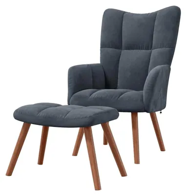 Produktbild von Relaxsessel mit Hocker in Dunkelgrau aus Samt