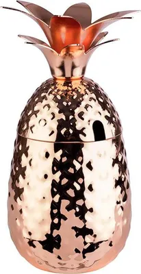 Produktbild von APS 93334 Becher PINEAPPLE, Edelstahl, 500 ml, Ø 9 cm, Höhe gesamt 19 cm (ohne Deckel 10,5 cm), Kupfer-Look