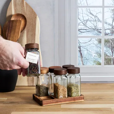 Image de Bocal à épices - COOK CONCEPT - Sur Plateau Acacia - Transparent