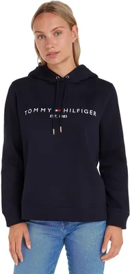 Zdjęcie produktu dla Tommy Hilfiger Essential Logo Hoody, Dorosły, Damski, Granatowy (marynarski), Navy blue, XXS, Zamknięcie troczkiem