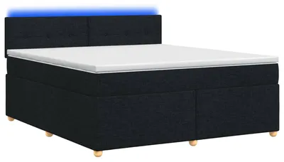 Image de Lit Boxspring avec matelas Noir 180 x 200 cm Tissu
