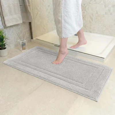 Produktbild von Badematte 80x150 cm, grau, rutschfest, Mikrofaser, für Badezimmer