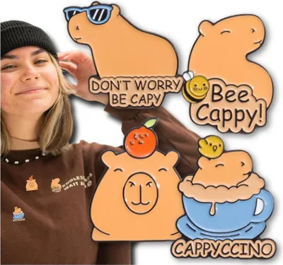 Produktbild von Metallnadel-Capybara-Dekoration für Schuhe, Kleidung, 4 Stück, Set