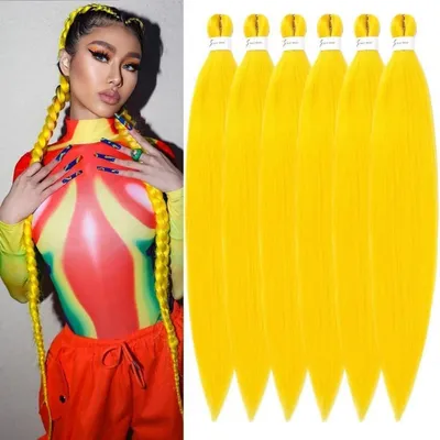 Immagine prodotto di Flechthaar: Extension per capelli, confezione da 6, lunghezza 32 pollici, colore giallo, fibra sintetica per l'applicazione a trecce