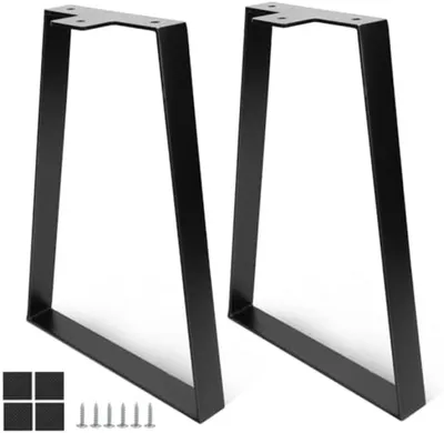 Produktbild von PolkaHome® 40 cm trapezförmige Tischbeine, schwarze Metall-Tischbeine, Möbelgestell für Couchtisch, Schreibtisch oder Nachttisch - Set von 2