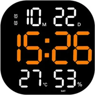 Obrázek produktu pro Nástěnné hodiny AIORBER LED 13" s časovačem odpočítávání, včetně dálkového ovládání, citlivé na světlo, kompaktní a tenké, oranžové