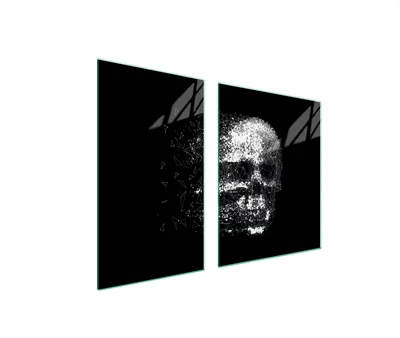 Produktbild von Herdabdeckplatten 2 teilig 100x52 Glaskeramikkochfeld Abdeckung Glas Schneidebrett Schädel Schwarz