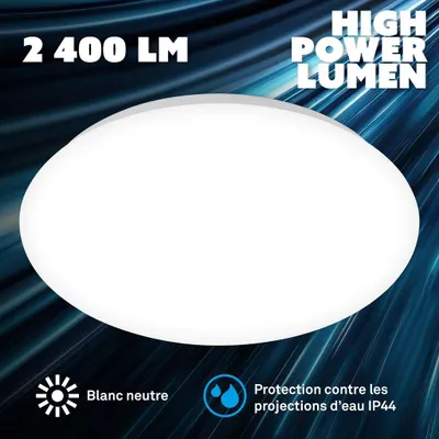 Produktbild von Briloner LED Deckenlampe IP44 Spritzwasserschutz Ø28x6,5 cm Rund 19W 2400lm 4000K Neutralweiß Weiß - Deckenleuchte Badezimmer Feuchtraum Büro