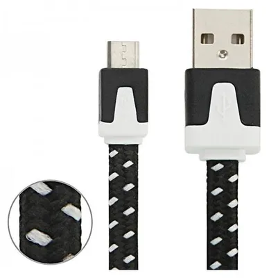 Produktbild von 2m USB Daten und Ladekabel Schwarz für alle Smartphone und Tablet Micro USB