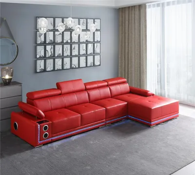 Produktbild von Couch Beleuchtete Leder Ecksofa L Form Sound Led Boxen Modernes Sofa Couchen