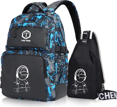 Produktbild von Mofut Schulrucksäcke 2 Stück, Rucksack Jungen Schulrucksack Mädchen, Kinder Reflektierender Schultasche