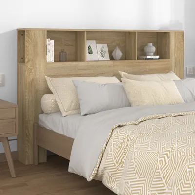 Produktbild von vidaXL Kopfteil mit Ablagen Sonoma Eiche 160x18,5x104,5 cm - Kopfteil-Schrank - Kopfteil-Schränke - Bett-Kopfteil - Bett-Kopfteil-Schrank