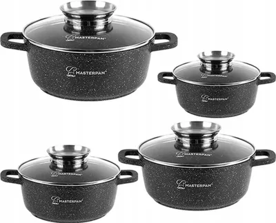 Produktbild von AROMA 8-teiliges Marmor-Topfset für Induktion und Gas - Schwarz