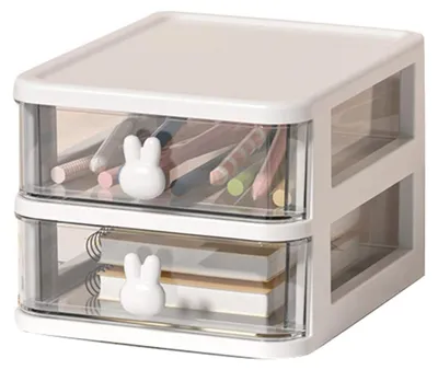 Schubladen-Organizer, 2 Ebenen, Kunststoff, transparent, mit Hasengriff