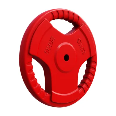Produktbild von GORILLA SPORTS® Hantelscheiben - 25kg Gewichte, 30mm, aus Gusseisen mit Gummi Gripper, Rot - Gewichtsscheiben