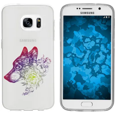 Produktbild von PhoneNatic Case kompatibel mit Samsung Galaxy S7 Silikon-Hülle Floral Wolf M3-5