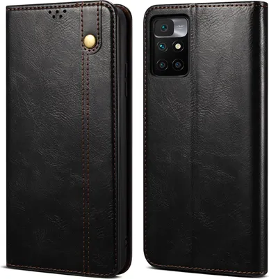 Image de Etui pour Xiaomi Redmi 10, étui en cuir avec fonction stand noir