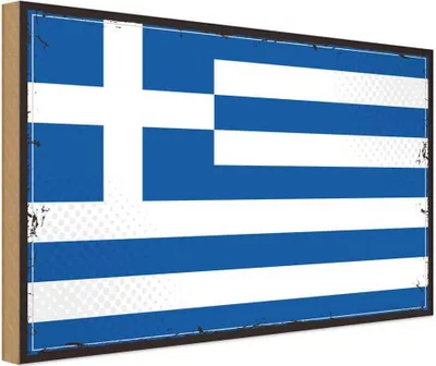 Produktbild von vianmo Holzschild 20x30 cm Griechenlands Greece Flagge Fahne Wappen