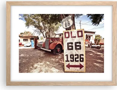 Produktbild von Gerahmtes Poster - Rahmen in heller Eiche - Straße alt 66 USA - 40x30 cm - Wand Bild - Wanddeko - Wandbilder - Wandposter - Bilderrahmen - Bilder - Kunstdruck - Wandbild - P2NAA40x30-3562